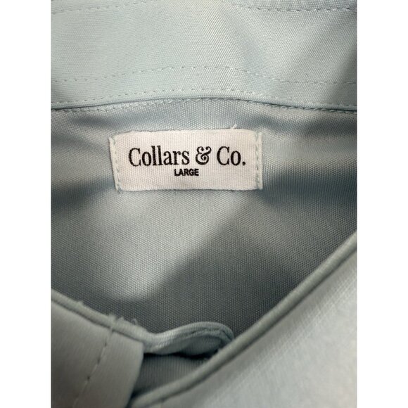 Collars And Co Mens Dress Collar Polo Shirt Size Large Golf Performance Blue - Picture 5 of 9
